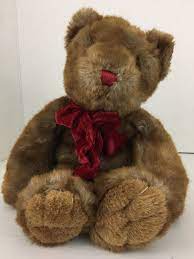 Brown Teddy Bear Plush Dan Dee Collectors Choice Red Bowtie Heart Love Valentine Dandee Bear Plush Brown Teddy Bear Valentine Plush