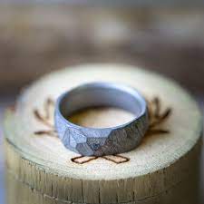 Faceted Titanium Ring With A Stone Wash Finish Wedding Rings Unique Mens Wedding Rings Custom Wedding Rings