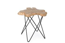 Article en teck recyclé et métal en provenance d'indonésie. Bout De Canape En Bois Et Pieds Metal Savana Hellin