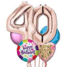 $35.95 pink & gold milestone 40th birthday balloon bouquet. 40th Birthday Foil Balloon Bouquet Delivery Standard Balloon Man