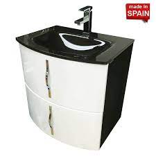 You can even find a 24 inch vanity with counter space, or look for coordinating storage. Socimobel Kron 24 Bathroom Vanity Color Glossy Black White Glass Sink