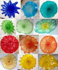 2019 Hand Made Blown Glass Plates For Wall Decoration Dale Chihuly Style Multicolor Murano Glass Hanging Plat Blown Glass Wall Art Plate Wall Art Glass Blowing