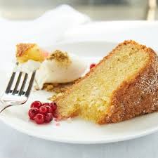 Olive Oil Pistachio Cake With Yogurt Sorbet Olive Oil Cake Recipe Pistachio Cake Sweet Recipes