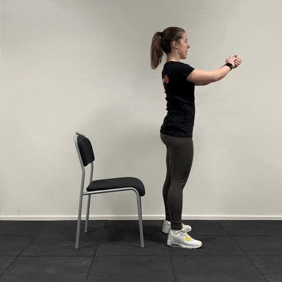 Standard Chair Squat setup and descent, AI generated