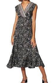 Robe noire mi longue chic. Robe Noire Mi Longue Pour Femme Chic A Imprime Floral Jaymie