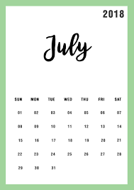 July 2018 Calendar Design Calendar Design Minimalist Calendar Design Calendar
