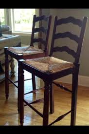 Broyhill Attic Heirlooms Ladderback Bar Stool Height Chairs With Rush Seats In Antique Red Color Rustic House Ladder Back Chairs Chair