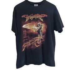Excited To Share This Item From My Etsy Shop Vtg Dragonforce Band Tee Shirt T Shirt Mens Vintage Large Black Orange Graphic T S Tour Shirt Shirts Vintage Men