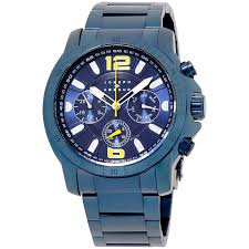 joseph abboud mens blue stainless steel chronograph watch