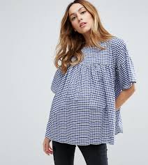 Asos Maternity Smock Top In Gingham Multi In 2019