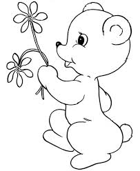 Teddy Bear Bring You Flower Coloring Page Teddy Bear Coloring Pages Bear Coloring Pages Flower Coloring Pages