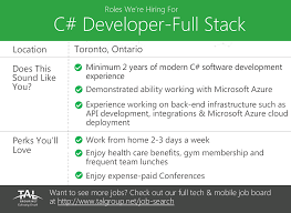 Hiring A C Developer Full Stack Full Time In Toronto On Enjoy Health Care Benefits A Complimentary Gym Memb Science Degree Job Board Interpersonal Skills