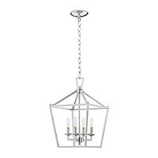 Dining room chandeliers provide right glow for relaxed eating and happy conversation. Buy Motini 4 Light Silver Lantern Pendant Light Polished Nickel Finish Hanging Light Fixture Geometric Chandelier With Adjustable Chain Metal Cage Pendant Lighting For Kitchen Island Dining Room Foyer Online In Indonesia B07yzjpylb