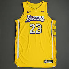 Unsigned lebron james #23 los angeles la yellow custom stitched basketball jersey size men's xl new no brands/logos. Lebron James Los Angeles Lakers Christmas Day 19 Game Worn City Edition Jersey Double Double 14th Christmas Day Game Nba Auctions