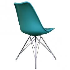 Mid century stadium chair folding metal teal turquoise. Eiffel Inspired Teal Plastic Dining Chair With Chrome Metal Legs