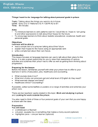 Learn vocabulary for work and job applications and information on working in the uk. Lesson Plan Personal Goals In Prison Esol Nexus