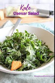 Healthy Kale Salad With Creamy Avocado Dressing No Mayonnaise Recipe Clean Eating Salads Best Salad Recipes Caesar Salad