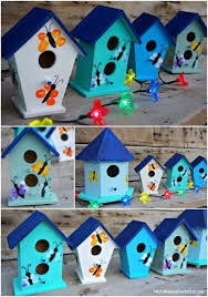 Bird House Crafts For Kids Spring Crafts Ideas For Kids Fingerprint Art Butterfly Painted Birdhouses Directions Momfindsou Birdhouse Craft Bird Houses Painted Spring Crafts For Kids