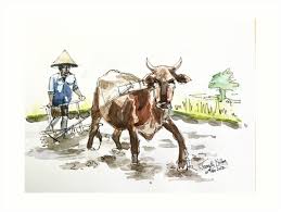 Farmer In Vietnam Art Print By Thejoeystudio Vietnam Art Watercolor Sketch Art Prints