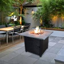 But it's not a requirement that the fire pit be in the center of the patio. Square Wood Effect Gas Fire Pit Garden Heater Teamson Home Uk