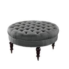 Oxford tufted black leather ottoman coffee table zin home. Linon Home Decor Isabelle Charcoal Accent Ottoman 420057cha01u The Home Depot