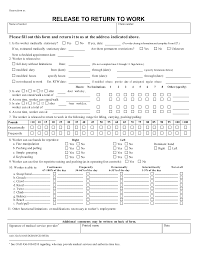 Physician's release to return to work form employee's name: 2