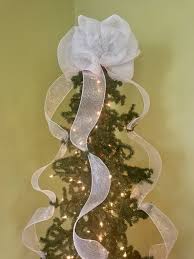 Jumbo White Deco Mesh Christmas Tree Topper Ribbon Bow Topitoffbows Christmas Tree Topper Ribbon Christmas Tree Topper Ribbon Bow Mesh Christmas Tree
