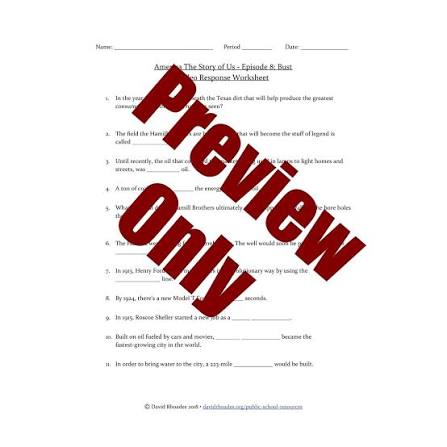 America The Story of Us - Episode 8: Boom - Video Response Worksheet & Key  - Amped Up Learning