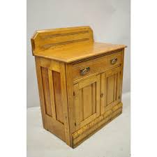 Antique french court hunt cupboard. Antique Eastlake Victorian Golden Oak Washstand Commode Cabinet With Backsplash Chairish