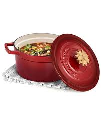 Enamel coated cast iron pot. Martha Stewart 4qt Dutch Oven In Red Poinsettia Kitchen Appliances On Carousell