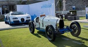 Bugatti 37a Race Car New Grand Sport Veyron Vitesse In The Background A Tribute To The Old Masterpiece Bugatti Veyron Bugatti Bugatti Cars