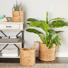 Shop Studio 350 Round Natural Seagrass Wicker Basket Planters with ...