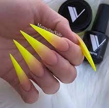 Neon Yellow Ombre Stiletto Nails Matte Top Spring Nail Designs By Margaritasnailz Yellownails Matte Matte Stiletto Nails Stiletto Nails Stiletto Nails Designs