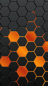 Iphone Wallpaper Background Orange Black Octagon Pattern Iphone 7 8 X Seni Geometris Latar Belakang Kertas Dinding