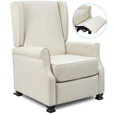 Walnew Push Back Wingback Recliner Chair Beige Fabric Walmart Com Arm Chairs Living Room Recliner Chair Single Sofa