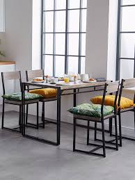Costway set of 4 dining chairs, dining room side chair with slat back, rubber wood legs armless. Rustic Dining Set Modern Industrial Design 4 Seater Wooden Effect Dinner Table 4 Chairs Dining Sets Modern Rustic Dining Set Interior Design Dining