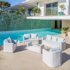 70 x 70 x 65 cm (l x b x h). Lounge Set Calvi Weiss Hellgrau 5 Teilig Gartenmobel Loungemobel Eminza