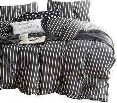 Available in king, queen, full, twin and twin xl sizes. Amazon Com Wake In Cloud Gray Striped Comforter Set 100 Cotton Fabric With Soft Microfiber Fill Bedding White Vertical Stripes Pattern Printed On Dark Grey 3pcs King Size Kitchen Dining