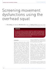 Pdf Screening Movement Dysfunctions Using The Overhead Squat