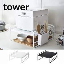 楽天市場 伸縮キッチンサポートラック タワー tower ホワイト ブラック 4480 4481 キッチン雑貨 キッチン コーナーラック コンロ周り 収納 キッチンラック 収納ラック 収納棚 シンプル 台所 山崎実業 yamazaki 送料無料 メルシープレゼント 雑貨屋 コンロ周り