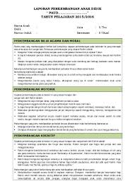 Narasi raport tk a semester 1. 6 Contoh Raport Paud Aka Laporan Semester