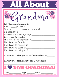 Birthday Card For Grandmother By Kids All About Grandma Free Printable An Easy Personalized Gift From The Kids For Thei Grandma Birthday Card Birthday Presents For Grandma Mother S Day Printables