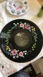 What should i do with my old vinyl records? Vinyl Record Floral Flower Wreath Painting Diy Art Painting Vinyl Record Art Record Wall Art