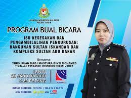 Portal jawatan kosong kerajaan ingin berkongsi maklumat peluang pekerjaan di jabatan. Jabatan Imigresen Malaysia Negeri Johor Program Bual Bicara Isu Kesesakan Dan Pengambilalihan Pengurusan Bangunan Sultan Iskandar Dan Kompleks Sultan Abu Bakar Bersama Ybrs Puan Maej Mastura Binti Mohamed Timbalan Pengarah Jabatan
