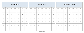 Download June July August 2018 Calendar Printable Free In 2020 July Calendar Printable Calendar July August Calendar