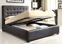 Brown Bonded Leather Bed Athens With Storage Under Mattress Cheap Bedroom Furniture Platform Bed With Storage Platform Bedroom Sets