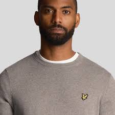 Mid Grey Marl Grey Lyle And Scott Sweatshirt Ghia Menswear Lyle And Scott  Cable Knit Jumper