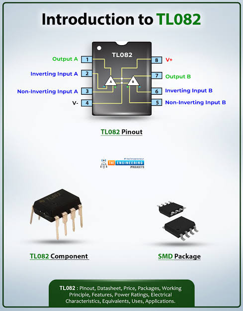 TL082 Op-Amp Datasheet, معرفی آی‌سی TL082C – آپ-امپ JFET دو کاناله با عملکرد بالا | تجهیز مارکت | تعمیر اینورتر 