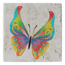 Vibrant Color Butterfly Trivet Zazzle Com Sidewalk Chalk Art Sidewalk Art Chalk Drawings