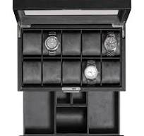 Amazon.com: ROTHWELL 10-Slot Watch Box in Leather with Valet ...